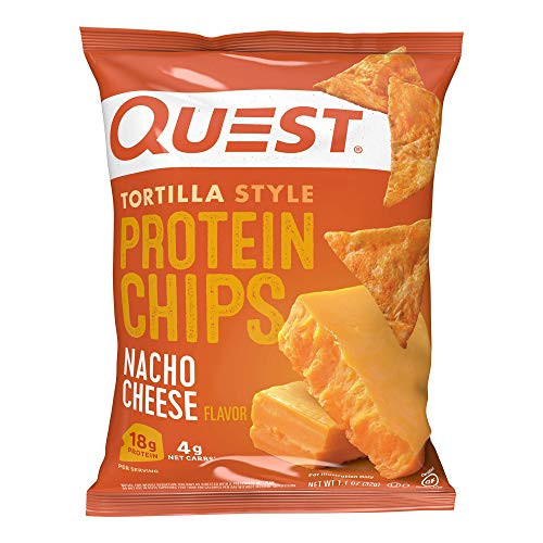 Quest Nutrition Tortilla Style Protein Chips, Nacho Cheese, Low Carb, Gluten Free, Baked, 1.1 Ounce, Pack of 12