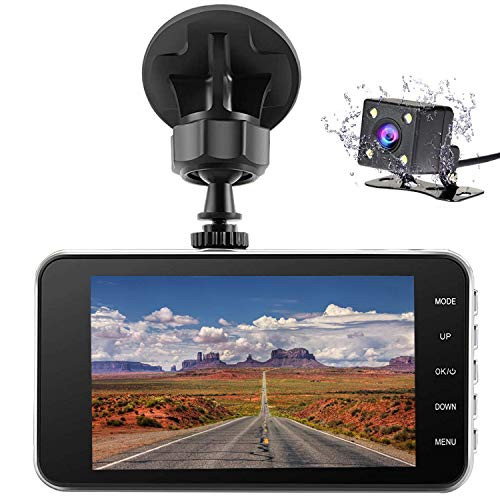 Veoker Dual Dash Cam Car Dashboard Camera Recorder FHD 1080P Front and Rear Cameras Driving Loop Recording 4.0" IPS Screen 170°Wide Angle WDR Parking Monitor G-Sensor, Night Vision, Motion Detection