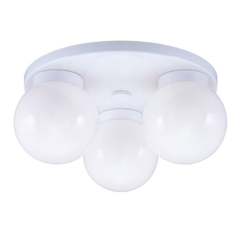 Westinghouse 6621400 Three-Light Flush-Mount Interior Ceiling Fixture, White Finish with White Glass Globes