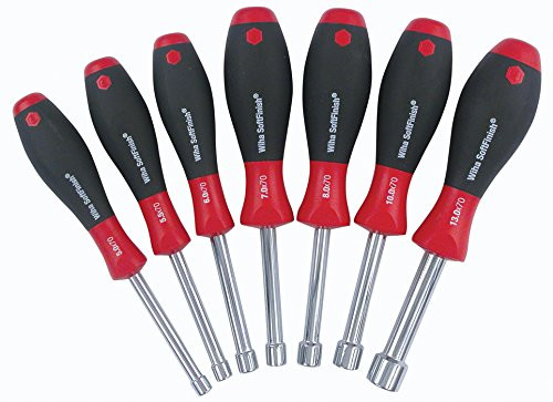 Wiha 34391 7-Piece Hollow Shaft Metric Sizes Nut Driver Set with Soft Finish