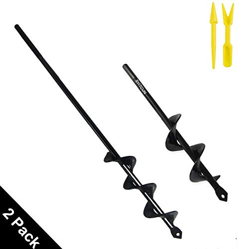 Auger Drill Bit 1.6"x9" &1.6"x16.5" Garden Plant Flower Bulb Auger Spiral Hole Drill Rapid Planter Earth Auger Bit Post or Umbrella Hole Digger for Most 3/8" Hex Drive Drill