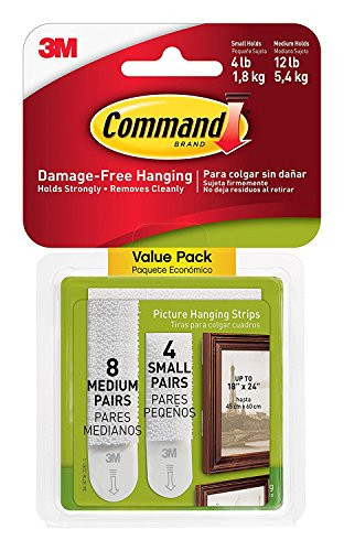 Command Picture Hanging Strips J5CN3, 4-Small, 8-Medium, 4 Pack