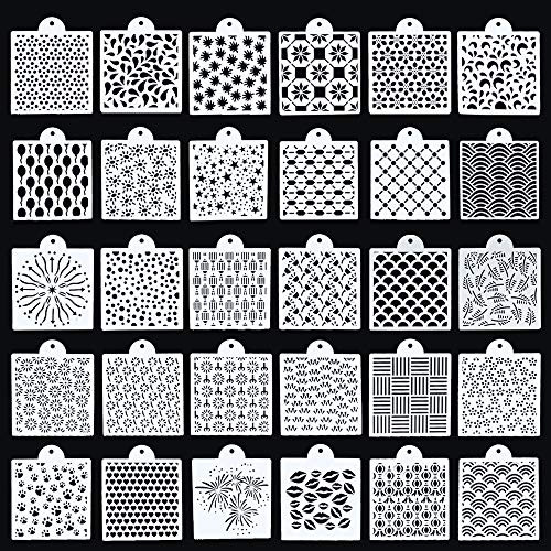 FOGAWA 30 Pcs Cookie Stencils Cake Decorating Stencils Baking Templates for Children Creation DIY Craft Wedding Birthday Party