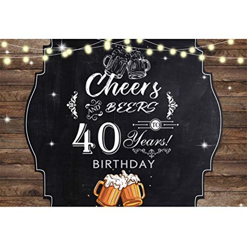 Laeacco 8x6ft 40 Years Old Birthday Backdrop Happy 40th Birthday Vinyl Background for Photography Vintage Rustic Wood Plank Cheers Beers Birthday Celebration Banner Bday Party Decor Photo Booth Laeacco 8x6ft 40 Years Old Birthday Backdrop Happy 40th Birthday Vinyl Background for Photography Vintage Rustic Wood Plank Cheers Beers Birthday Celebration Banner Bday Party Decor Photo Booth