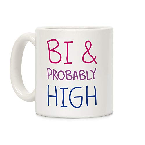 LookHUMAN Bi And Probably High White 11 Ounce Ceramic Coffee Mug