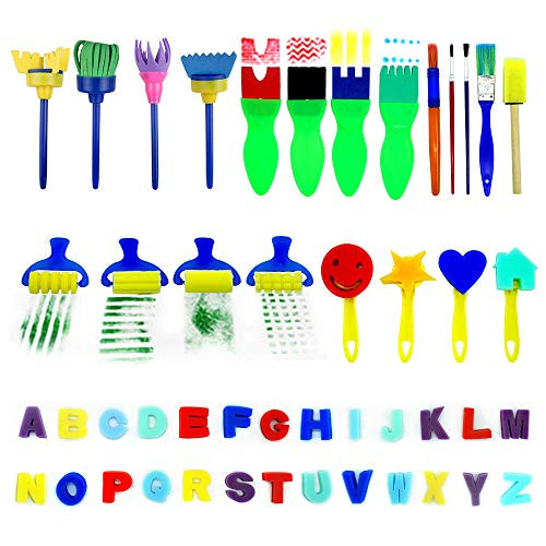 47pcs Sponge Drawing Paint Tools, Paint Set for Kids, Early Learning Sponge Paint Brushes, Coming with Sponge Brush, Alphabetical Pattern Brush, Brush Set, Art Crafts Flower Sponge Brush 47pcs Sponge Drawing Paint Tools, Paint Set for Kids, Early Learning Sponge Paint Brushes, Coming with Sponge Brush, Alphabetical Pattern Brush, Brush Set, Art Crafts Flower Sponge Brush