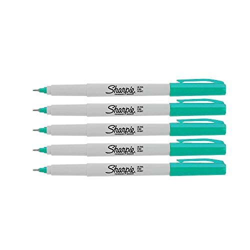 Sharpie Permanent Markers, Ultra Fine Point, 5-Count (AQUA)
