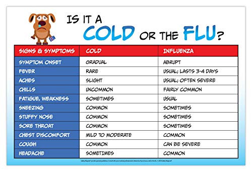 Flu vs Cold Poster - Flu Poster - Health Office Decorations - Health Posters for School Nurse Office - School Health Posters - Signs of The Flu - 12 x 18 inches - Laminated