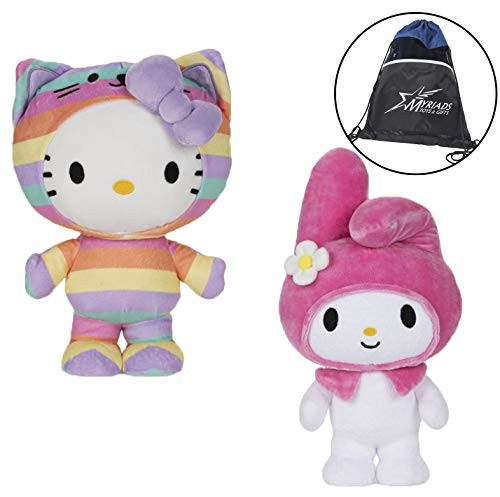 GUND Hello Kitty Plush 2 Pack: 11" Rainbow Costume Hello Kitty, and 14" My Melody