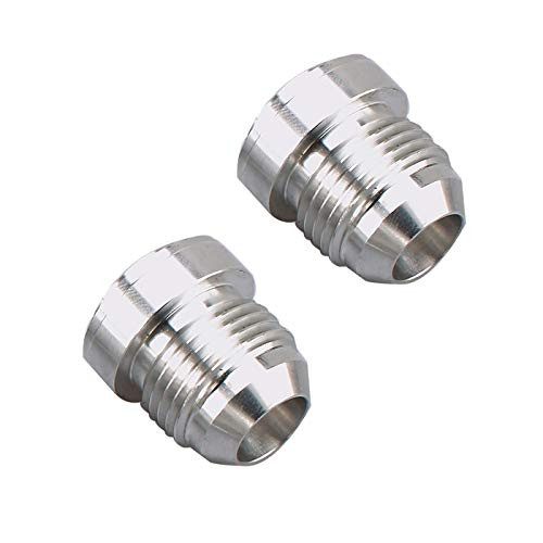 6AN Weld On Bung Aluminum Male Flare Weldable Fuel Tank Fitting AN6 JIC-6 AN (9/16-18) Thread Hose Adapter Connector, Pack of 2