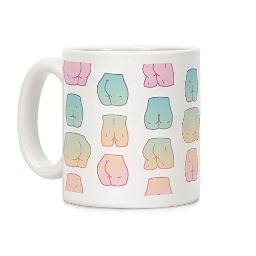 LookHUMAN Kawaii Pastel Butt Pattern White 11 Ounce Ceramic Coffee Mug
