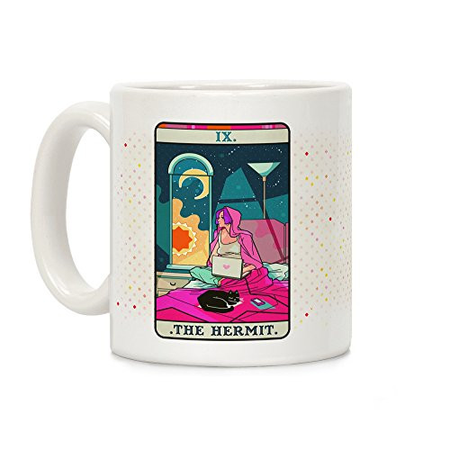 LookHUMAN Hermit Tarot Card White 11 Ounce Ceramic Coffee Mug