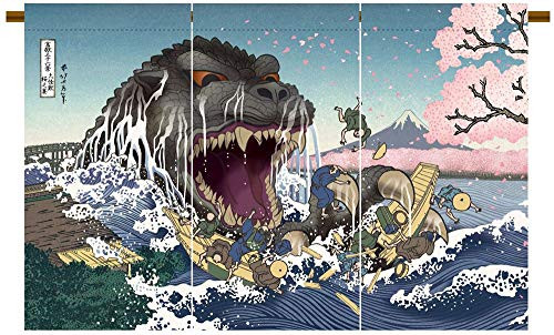 Noren Godzilla Ukiyoe Sakura no Utage Japanese Curtain Doorway Made in Japan Limited