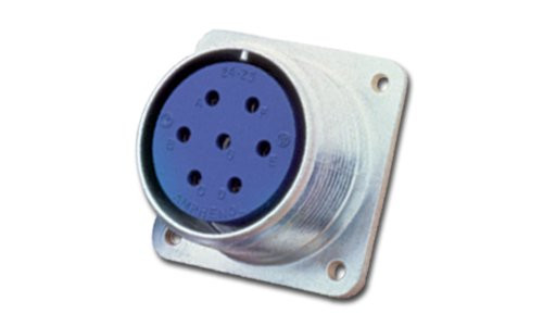 Amphenol Industrial 97-3102A-18-3S Circular Connector Socket, Threaded Coupling, Solder Termination, Box Receptacle, Solid Backshell, 18-3 Insert Arrangement, 18 Shell Size, 2 Contacts