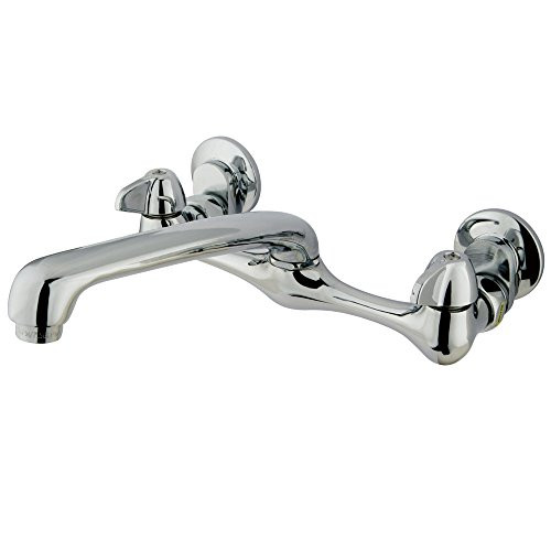 Kingston Brass KF200 Wall Mount Kitchen Faucet with Cast Spout, 7-5/8-Inch, Polished Chrome