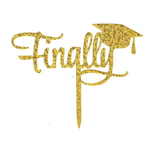 Finally Acrylic Cake Topper, Congrats Grad Cake Topper,Class of 2019 Graduation Party Decorations Supplies