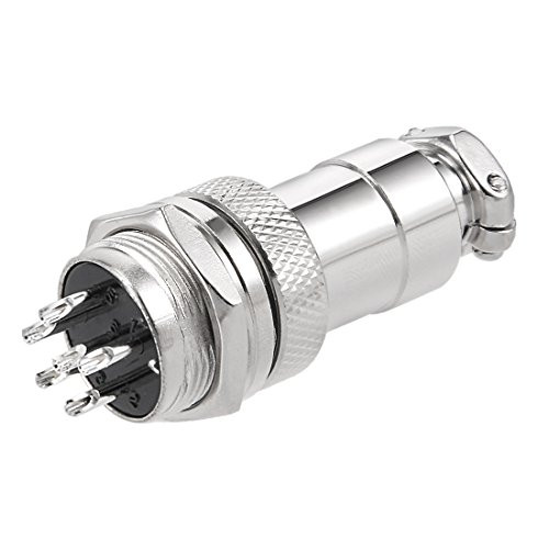 uxcell Aviation Connector Plug 16 mm 6Terminal 4A 125V GX16-6 Waterproof Male Wire Panel Power Chassis Metal Fittings Aviation Wire Connector Socket Silver Tone