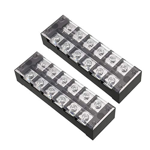 uxcell 2 Pcs 6 Positions Dual Rows 600V 45A Cable Barrier Block Terminal Strip TB-4506L