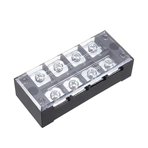 uxcell Dual Rows 4 Positions 600V 45A Cable Barrier Block Terminal Strip TB-4504L