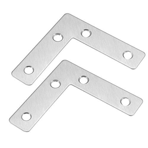 uxcell Flat Plate L Shape, 60mmx60mm, Stainless Steel 304 Angle Corner Brace Repair Brackets, Pack of 10