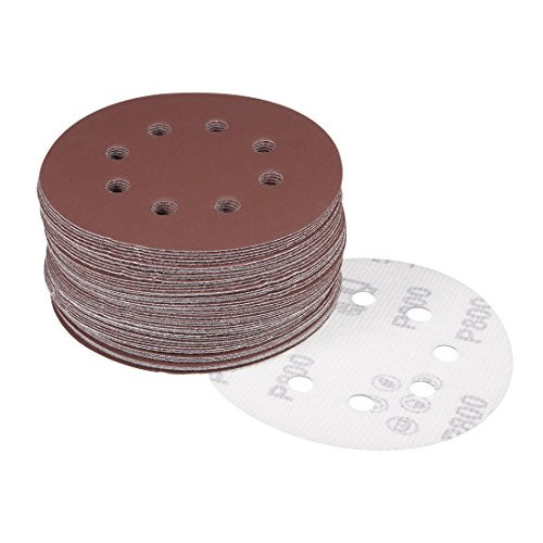 uxcell 50Pcs 5 Inch 8 Hole Hook and Loop Sanding Disc 800 Grit Flocking Sandpaper Random Orbital Sander Paper