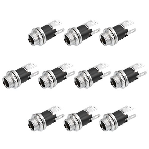 uxcell 10Pcs PCB Mount DC Connector Jack Power Audio Video Socket 3 Pin Female 5.5mm x 2.1mm Black