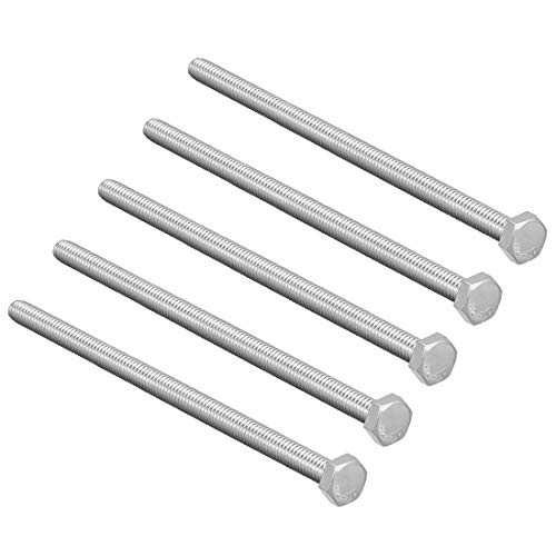 uxcell M6 Hex Bolt M6-1 x 100mm UNC Hex Head Screw Bolts A2-70(304) Stainless Steel Fully Threaded Hex Tap Bolts 5pcs
