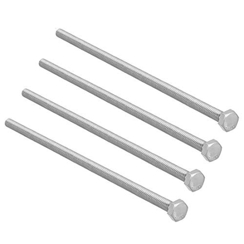 uxcell M6 Hex Bolt M6-1 x 140mm UNC Hex Head Screw Bolts A2-70(304) Stainless Steel Fully Threaded Hex Tap Bolts 4pcs
