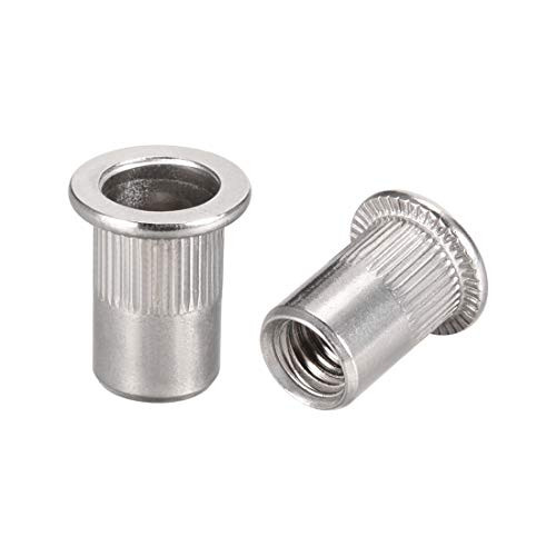 uxcell M8 304 Stainless Steel Rivet Nuts Flat Head Insert Nutsert 50 Pcs