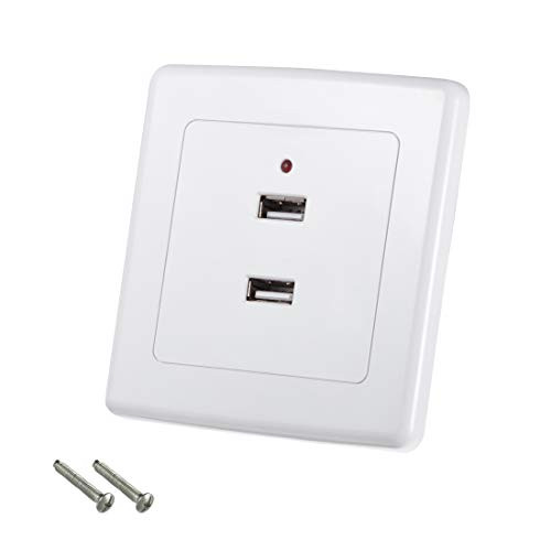 uxcell 2-Port Dual USB Wall Plate Charger Outlet Mount Socket Face Plate Cover Panel 86 Type