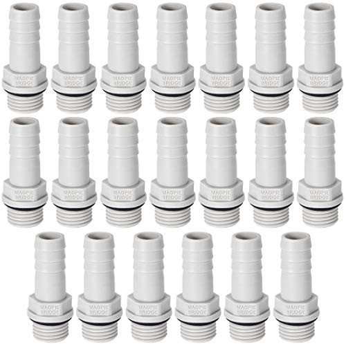 uxcell PVC Barb Hose Fitting Connector Adapter 10mm or 25/64" Barbed x G1/4 Male Pipe 20pcs
