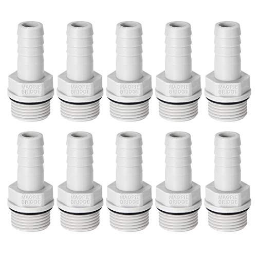uxcell PVC Barb Hose Fitting Connector Adapter 10mm or 25/64" Barbed x G3/8 Male Pipe 10pcs
