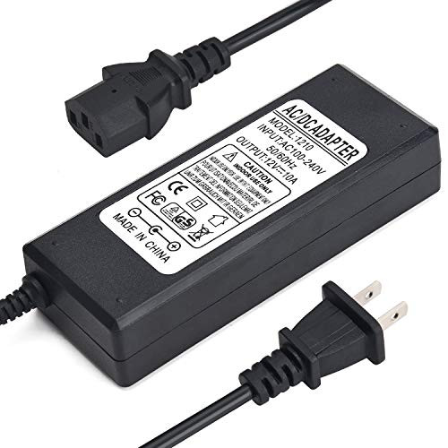 DC 12V 10A Power Adapter, 120 Watt AC 100-240V to DC 12Volt Transformers, Switching PC Power Cord for LCD Monitor LED Strip Light DVR NVR Security Cameras System CCTV Accessories 2.5mm X 5.5mm US Plug