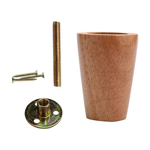 uxcell 3 Inch Round Solid Wood Furniture Legs Sofa Bench Couch Chair Closet Cabinet Feet Replacement Height Adjuster