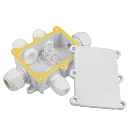uxcell Waterproof IP68 Outdoor Electrical 6 Way PG9 Cable Gland Electrical Junction Box 131x107x37mm with Terminal Strip