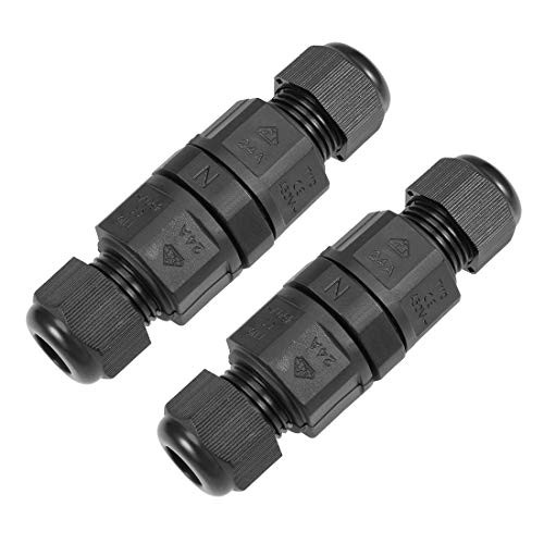 uxcell 2PCS Waterproof IP68 3 Pole Outdoor External Electrical Junction Box Cable Wire Connector External Sleeve Coupler for 4-8mm Cable Range