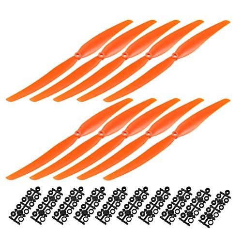uxcell RC Propellers CW 1160 11x6 Inch 2-Vane Fixed-Wing for Airplane Toy, Nylon Orange 10pcs with Adapter Rings