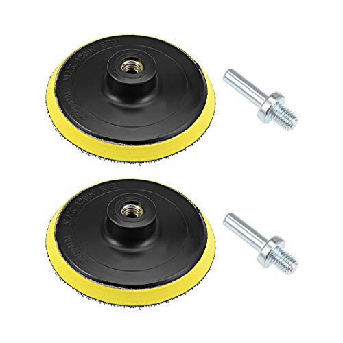 uxcell 4" Hook and Loop Backing Pad Sanding Polishing Backer Plate with M10 Drill Adapter for Random Orbit Sander Polisher Buffer 2pcs