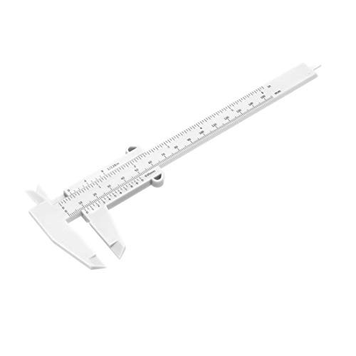uxcell Vernier Caliper 150mm 6 Inch Metric Plastic Measuring Tool for Precision Measurements Outside Inside Depth White 5pcs