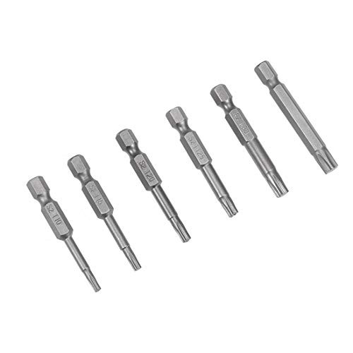 uxcell Torx Bits Set 6pcs 1/4 Inch Hex Shank Magnetic T10-T40 Screwdriver Bit Set 50mm Length S2 Screw Driver Kit Tools