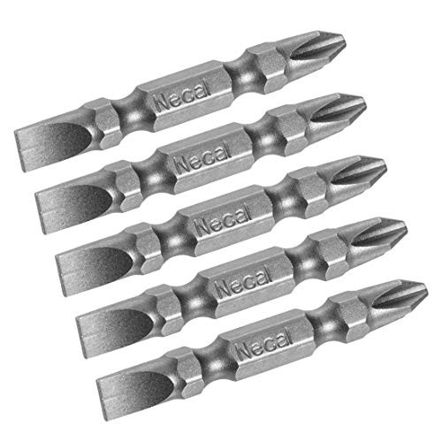 uxcell 5 Pcs PH2/SL6 Magnetic Double End Screwdriver Bits, 1/4 Inch Hex Shank 1.97-inch Length S2 Power Tool