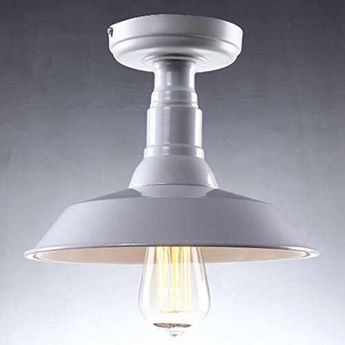 Industrial Simple Ceiling Light - LITFAD 10" Vintage Antique Chandelier Pendant Lamp Edison Barn Semi Flush Mounted Pendant Light White