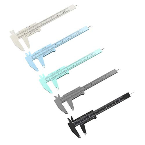 uxcell Vernier Caliper 150mm 6 Inch Metric Double Scale Plastic Ruler Measuring Tool 5 Colors 1Set