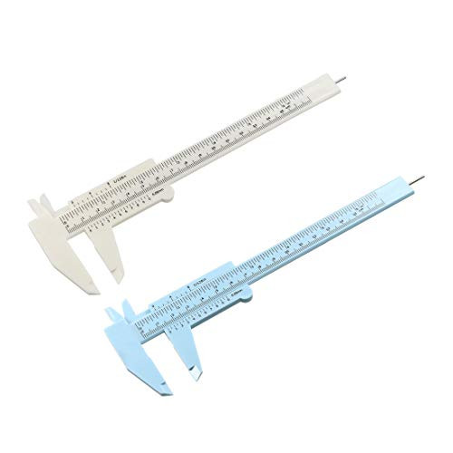uxcell Vernier Caliper 150mm 6 Inch Metric Double Scale Plastic Ruler Measuring Tool 2 Colors 1Set