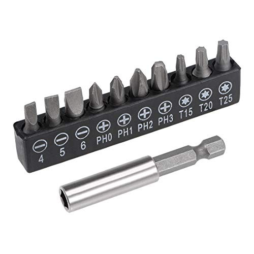 uxcell Screwdriver Bit Set 11 in 1 Magnetic Driver Bit Set 1/4 Inch Hex Shank Screw Driver Bits S2 Screwdriver Tools Kit