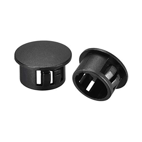 uxcell 50pcs Mounting 16mm X 11mm Black Nylon Round Snap Panel Locking Hole Plugs Cover