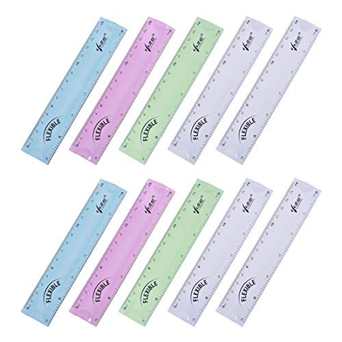 uxcell Flexible Straight Ruler 15cm 6 Inch Soft Plastic Measuring Tool 10 in 1 Set