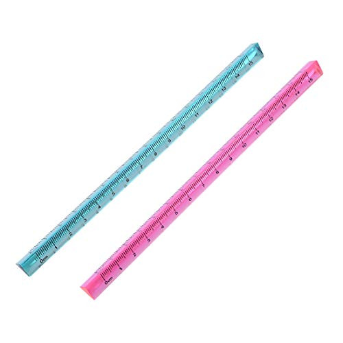 uxcell Straight Ruler 15cm Metric Plastic Measuring Tool Triangle Style 2 in 1 Set