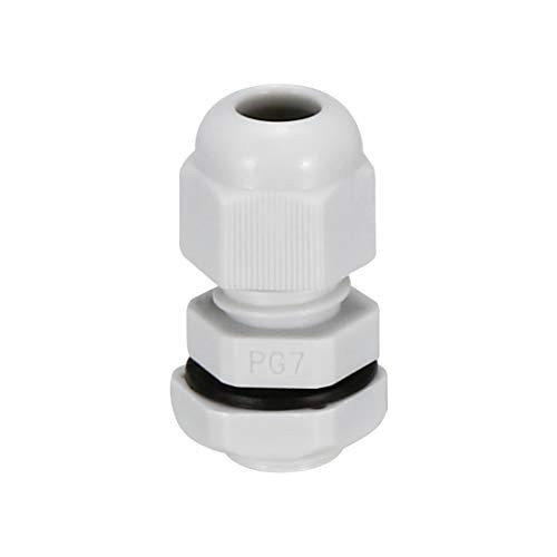 uxcell PG7 Cable Gland Waterproof Plastic Joint Adjustable Locknut White for 3mm-6.5mm Dia Cable Wire