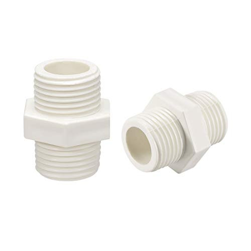 uxcell PVC Pipe Fitting Hex Nipple G1/2 X G1/2 Male Thread Adapter Connector 20pcs